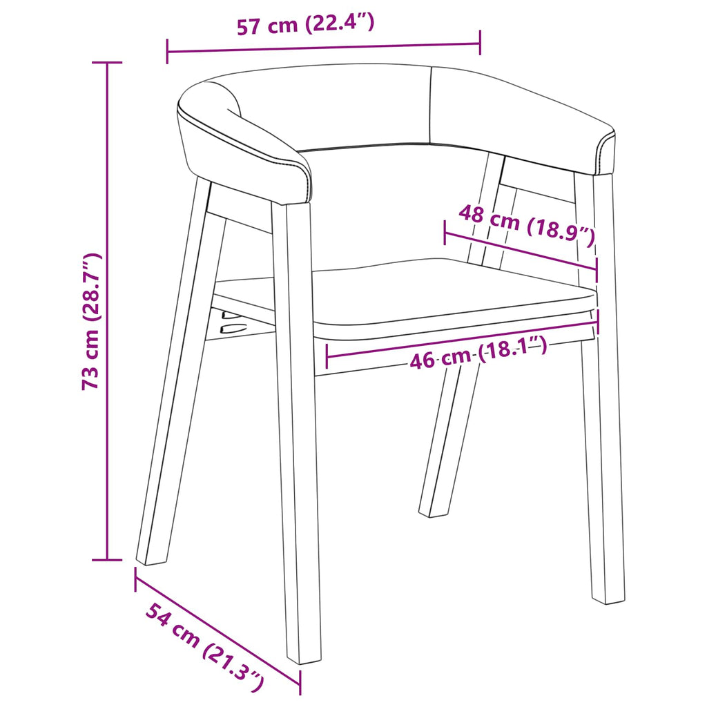 Dining Chairs 2 pcs Natural 54 x 57 x 73 cm Solid Rubber Wood
