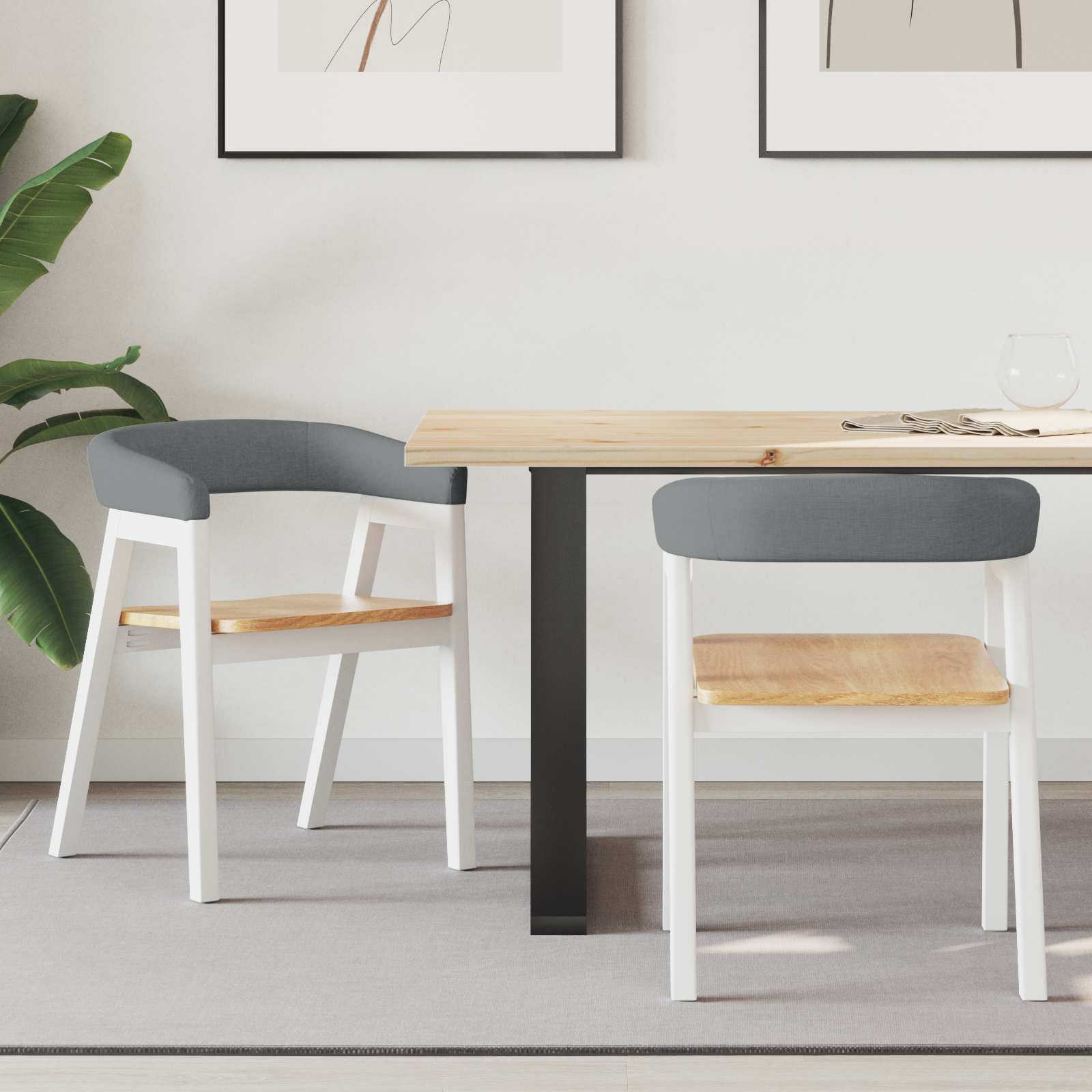 Dining Chairs 2 pcs White 54 x 57 x 73 cm Solid Rubber Wood