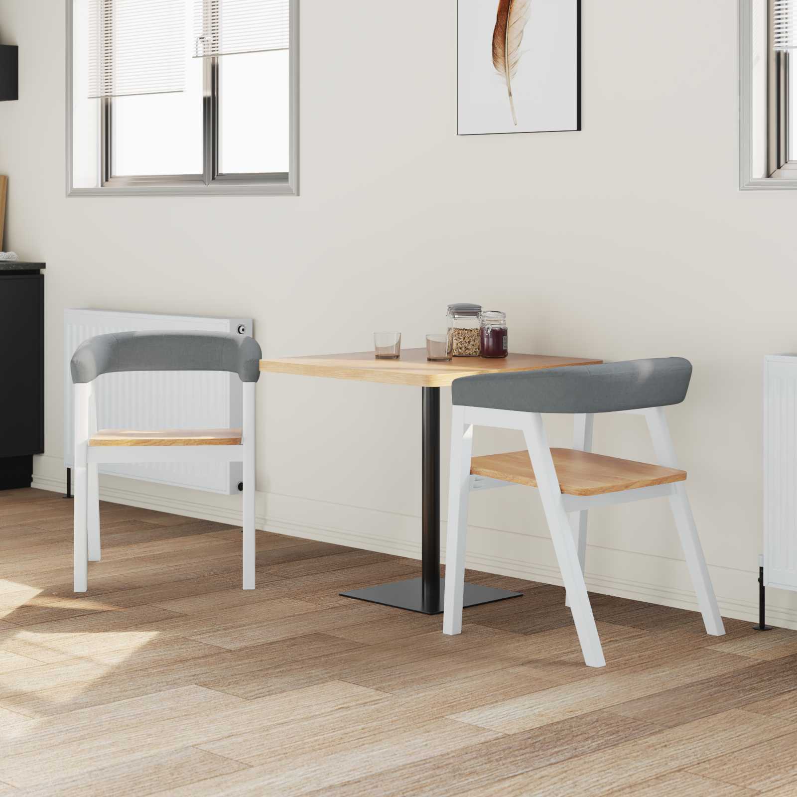 Dining Chairs 2 pcs White 54 x 57 x 73 cm Solid Rubber Wood