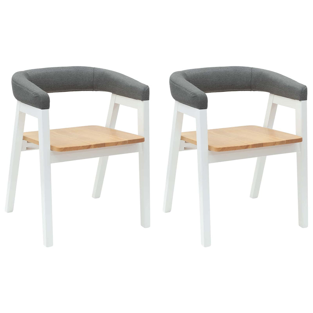 Dining Chairs 2 pcs White 54 x 57 x 73 cm Solid Rubber Wood