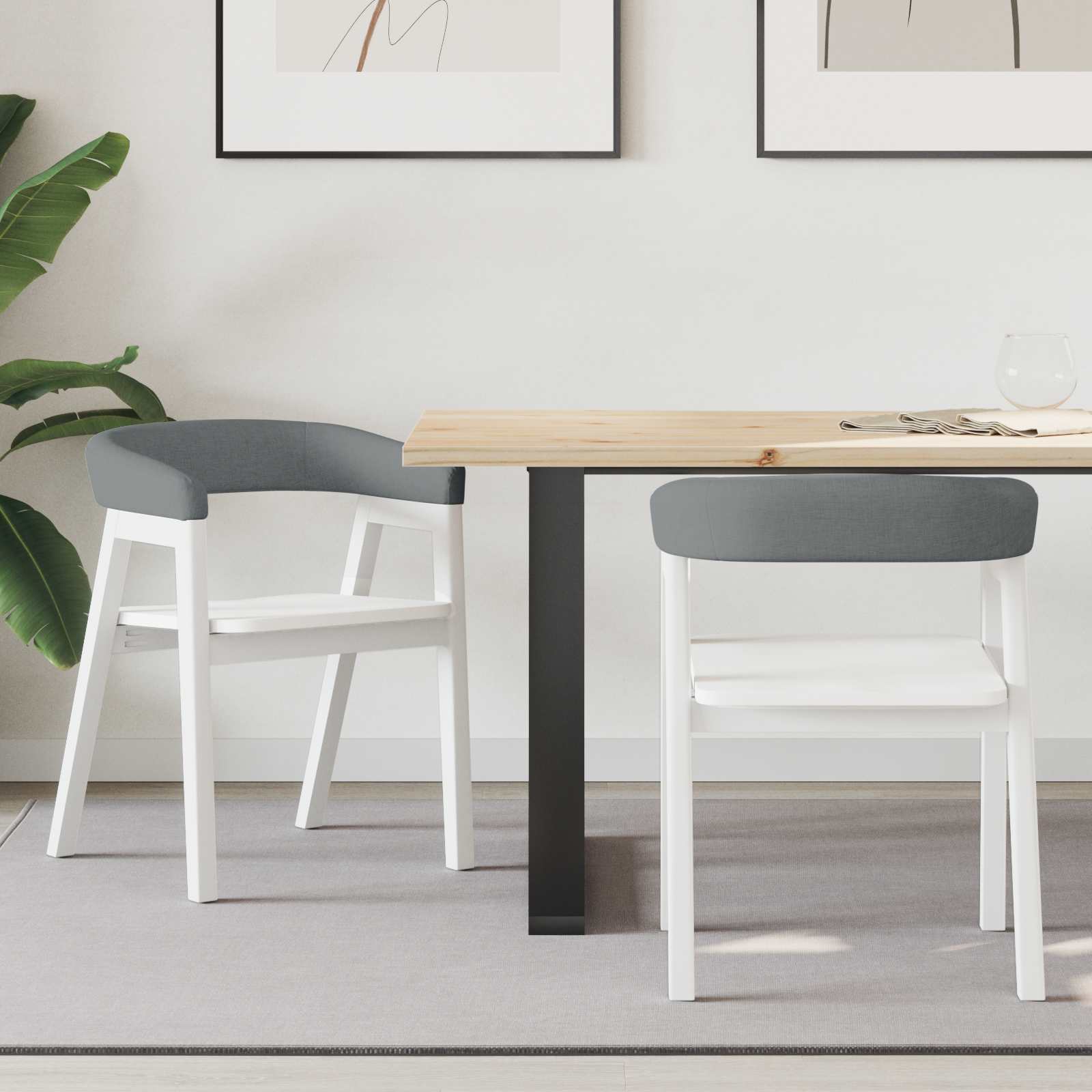 Dining Chairs 2 pcs White 54 x 57 x 73 cm Solid Rubber Wood