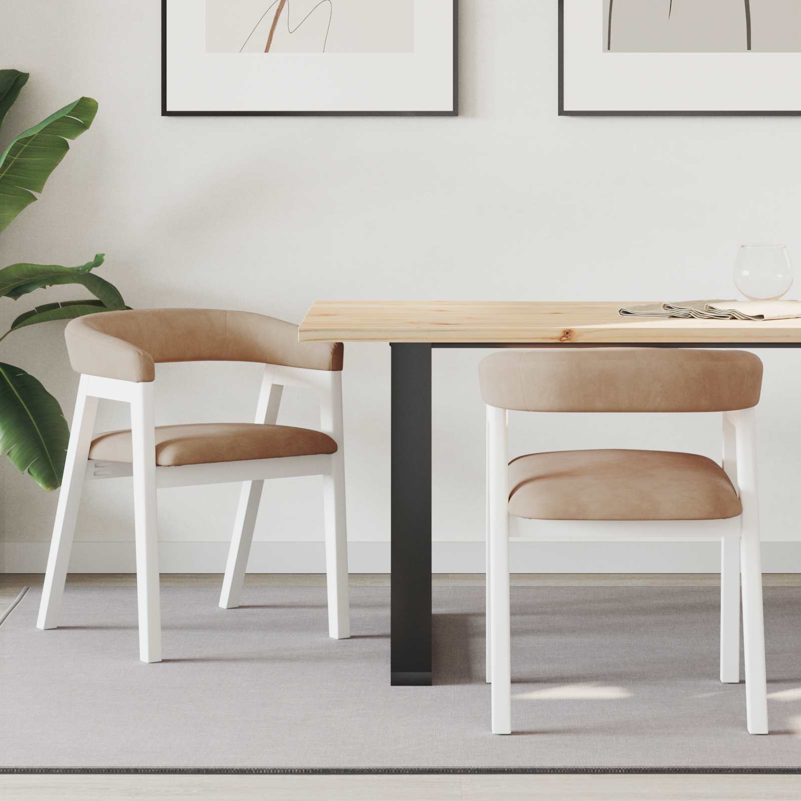 Dining Chairs 2 pcs White 54 x 57 x 73 cm Solid Rubber Wood