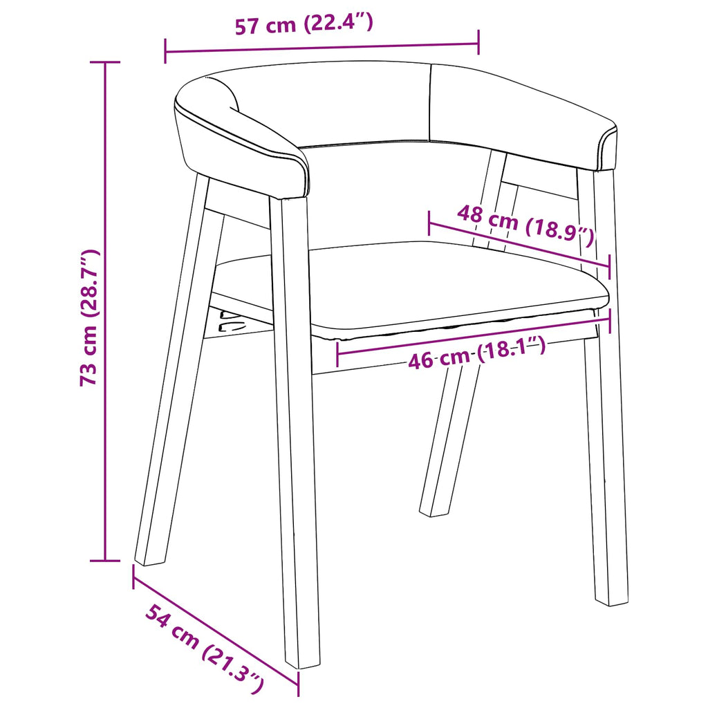 Dining Chairs 2 pcs White 54 x 57 x 73 cm Solid Rubber Wood