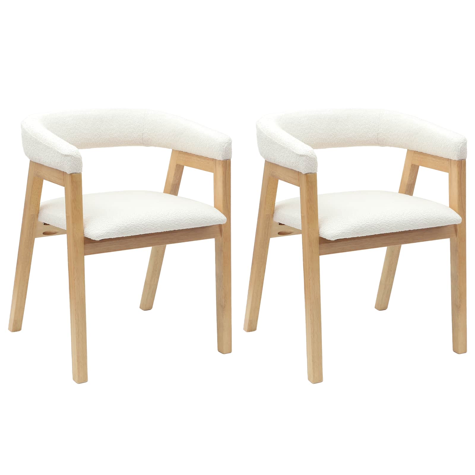 Dining Chairs 2 pcs Natural 54 x 57 x 73 cm Solid Rubber Wood
