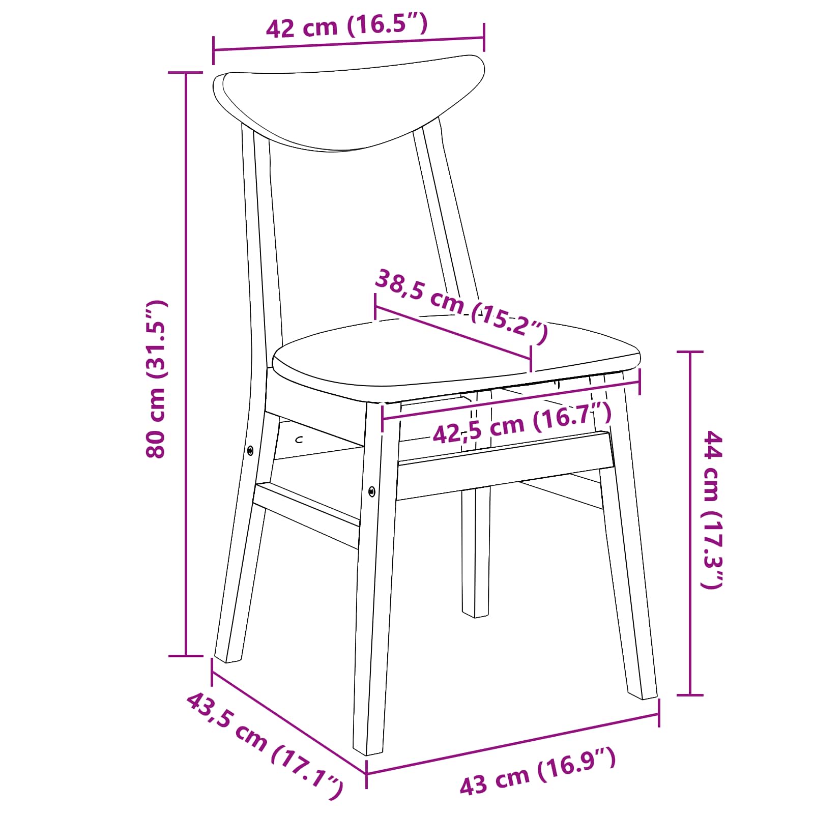 Dining Chairs 2 pcs Light Brown 42 x 47.5 x 81 cm