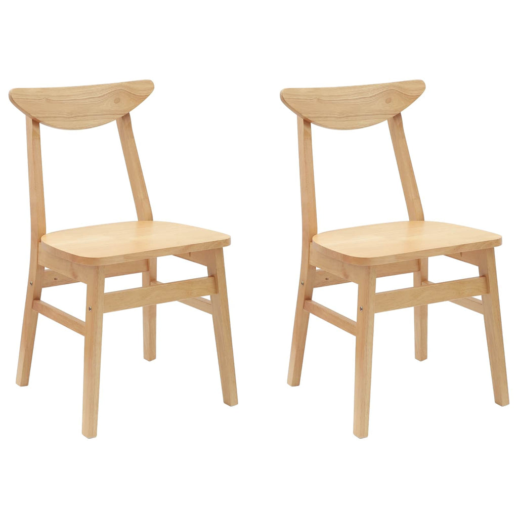 Dining Chairs 2 pcs Natural 42 x 47.5 x 81 cm Solid Rubber Wood