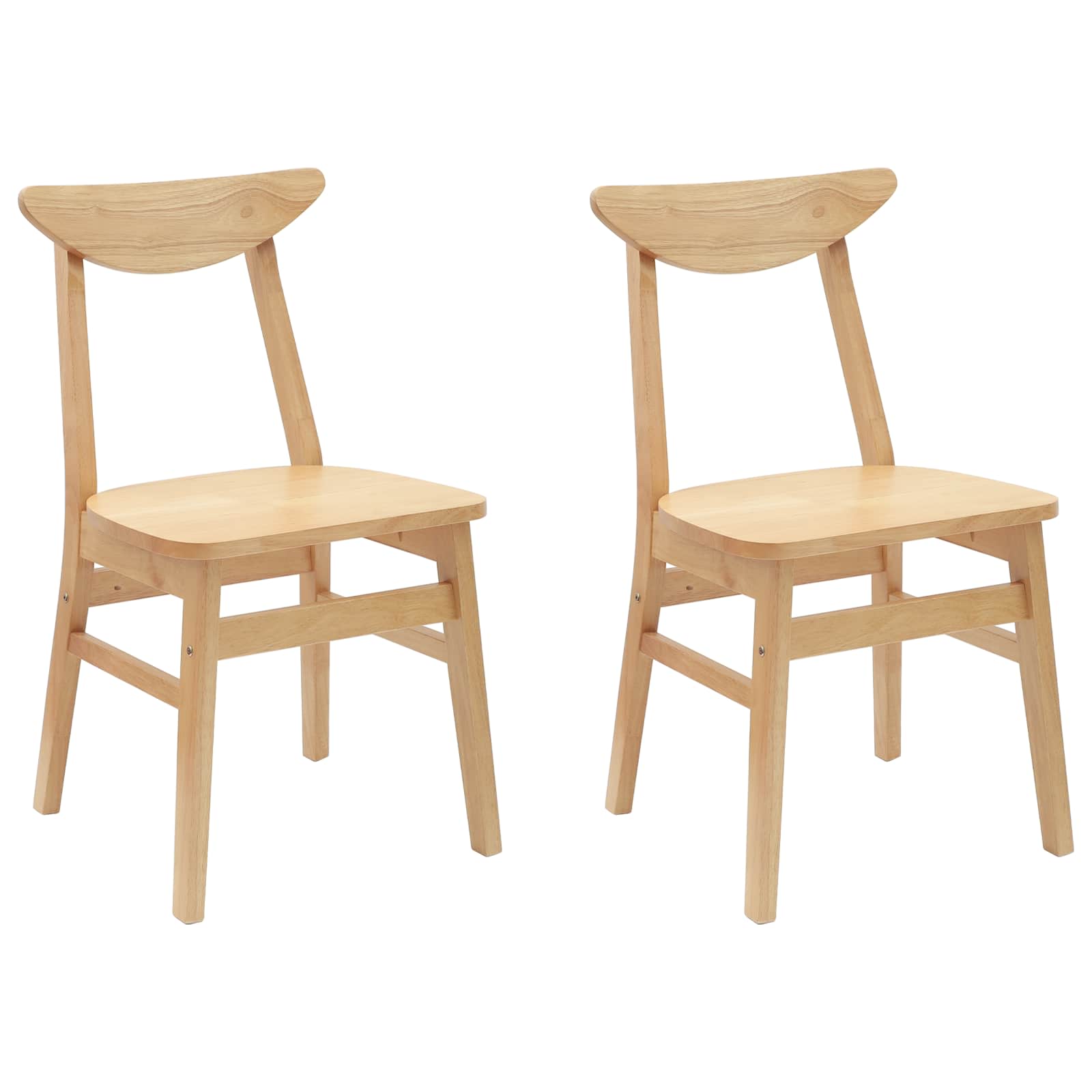 Dining Chairs 2 pcs Natural 42 x 47.5 x 81 cm Solid Rubber Wood