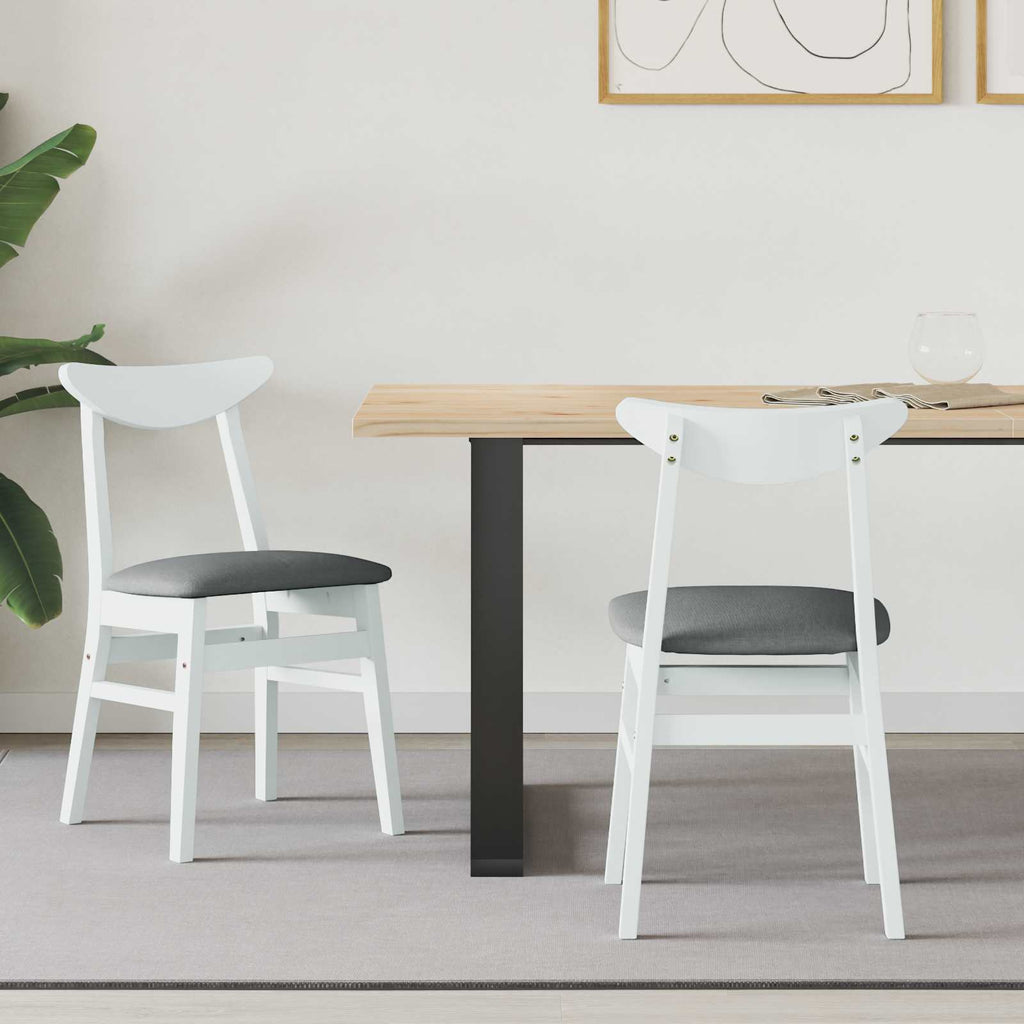Dining Chairs 2 pcs White 42 x 47.5 x 81 cm Solid Rubber Wood