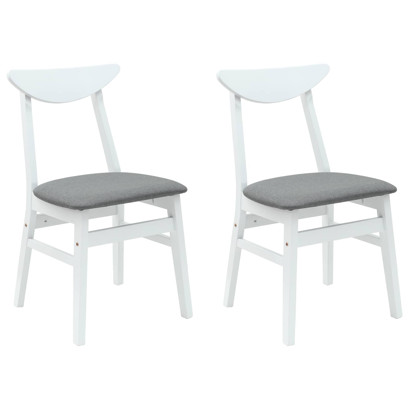 Dining Chairs 2 pcs White 42 x 47.5 x 81 cm Solid Rubber Wood