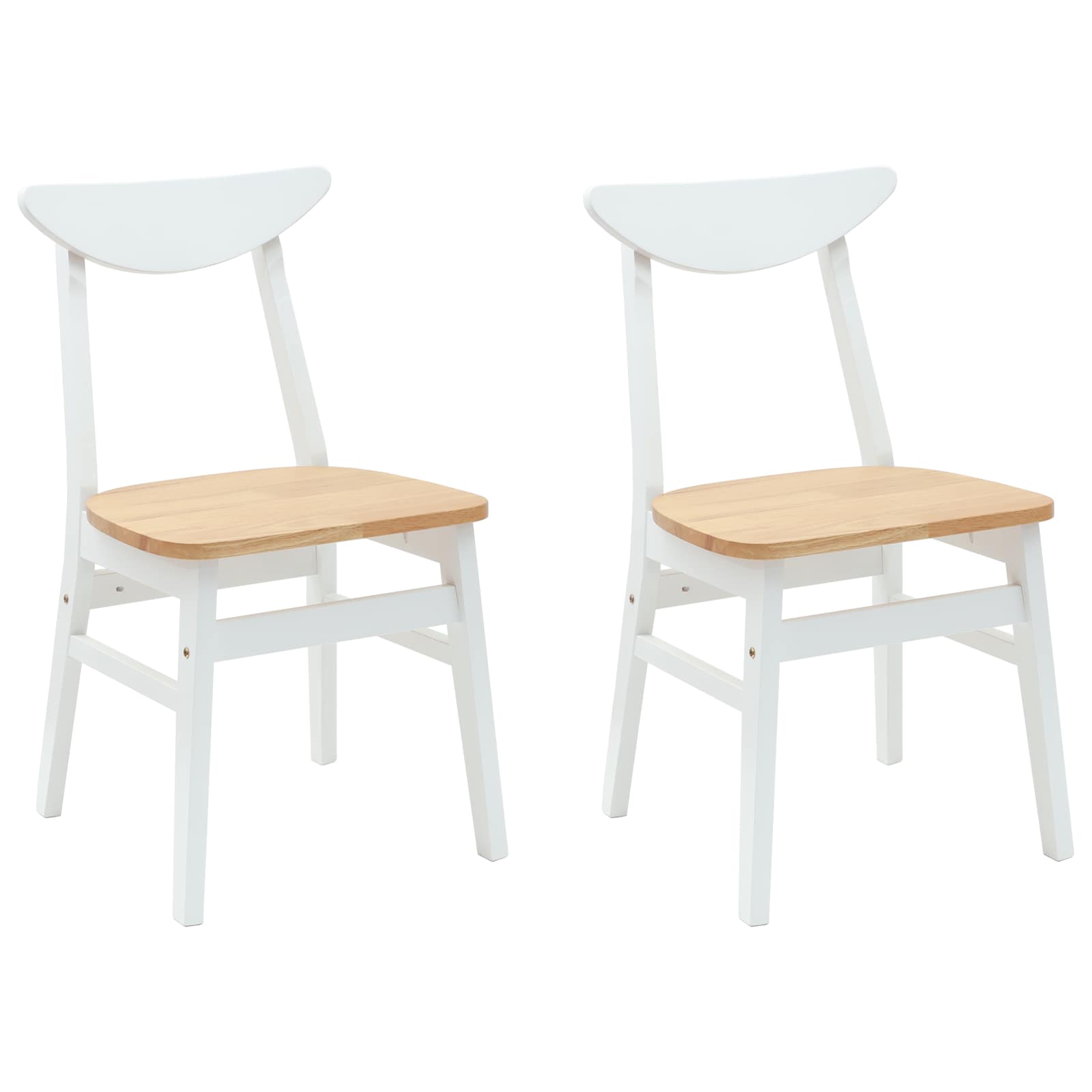Dining Chairs 2 pcs White 42 x 47.5 x 81 cm Solid Rubber Wood