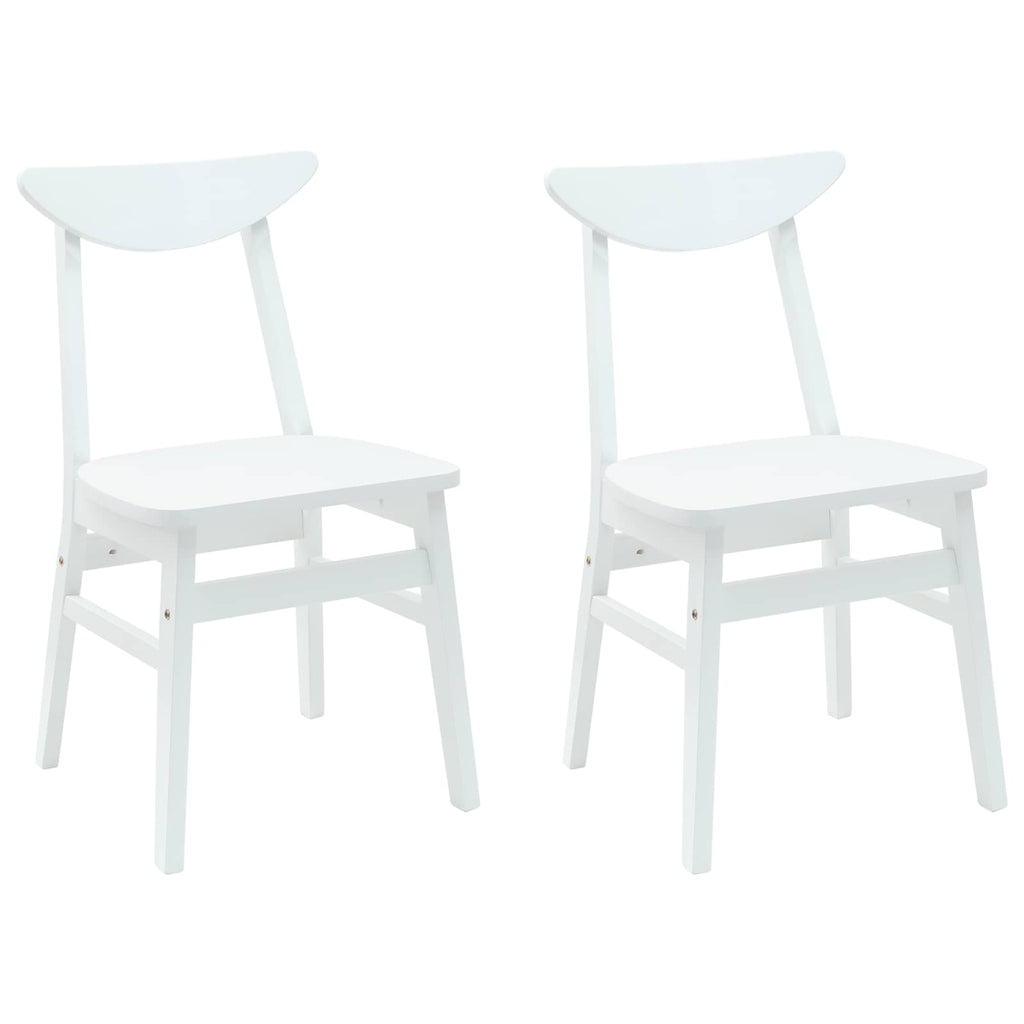 Dining Chairs 2 pcs White 42 x 47.5 x 81 cm Solid Rubber Wood