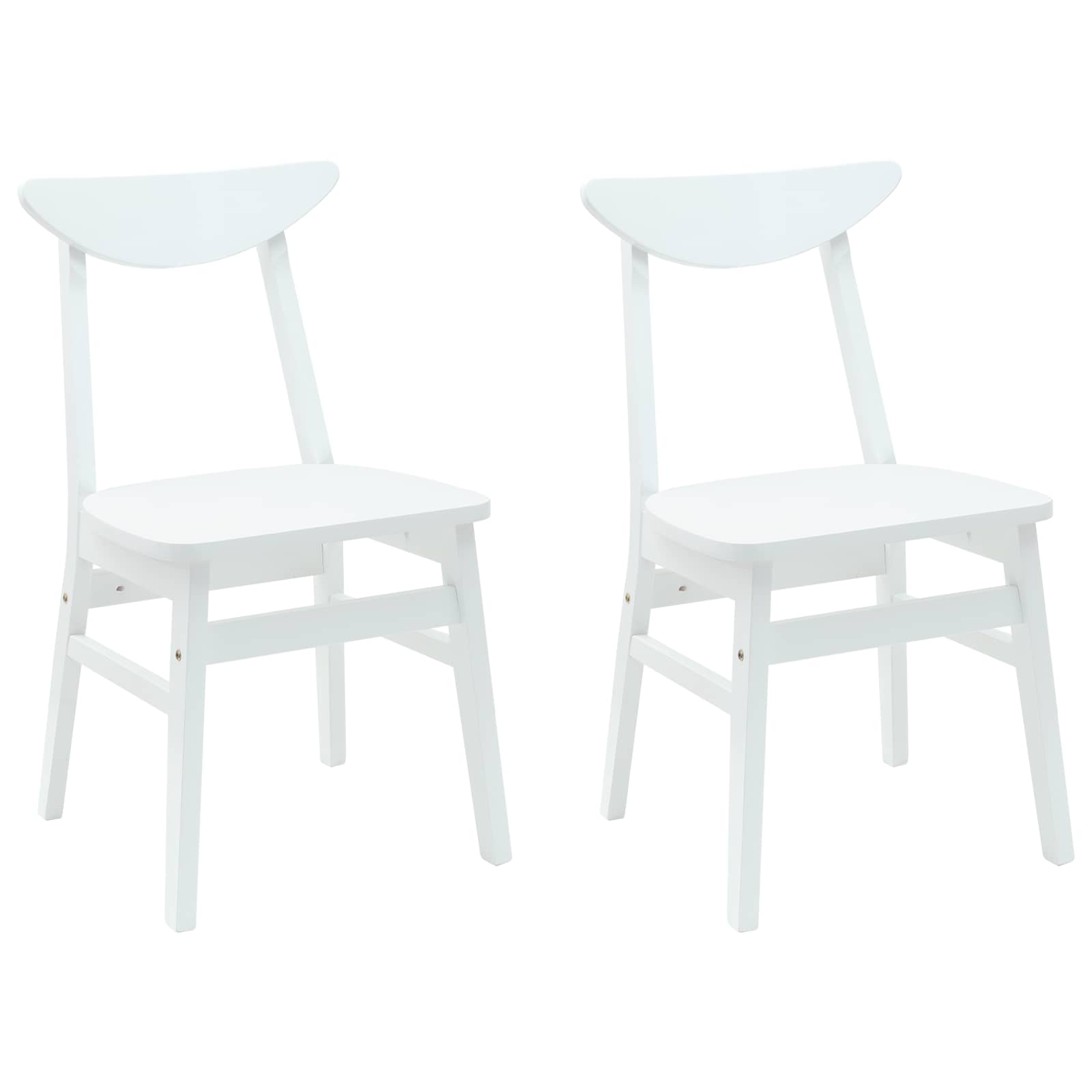 Dining Chairs 2 pcs White 42 x 47.5 x 81 cm Solid Rubber Wood