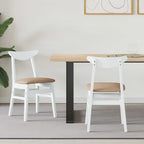 Dining Chairs 2 pcs White 42 x 47.5 x 81 cm Solid Rubber Wood