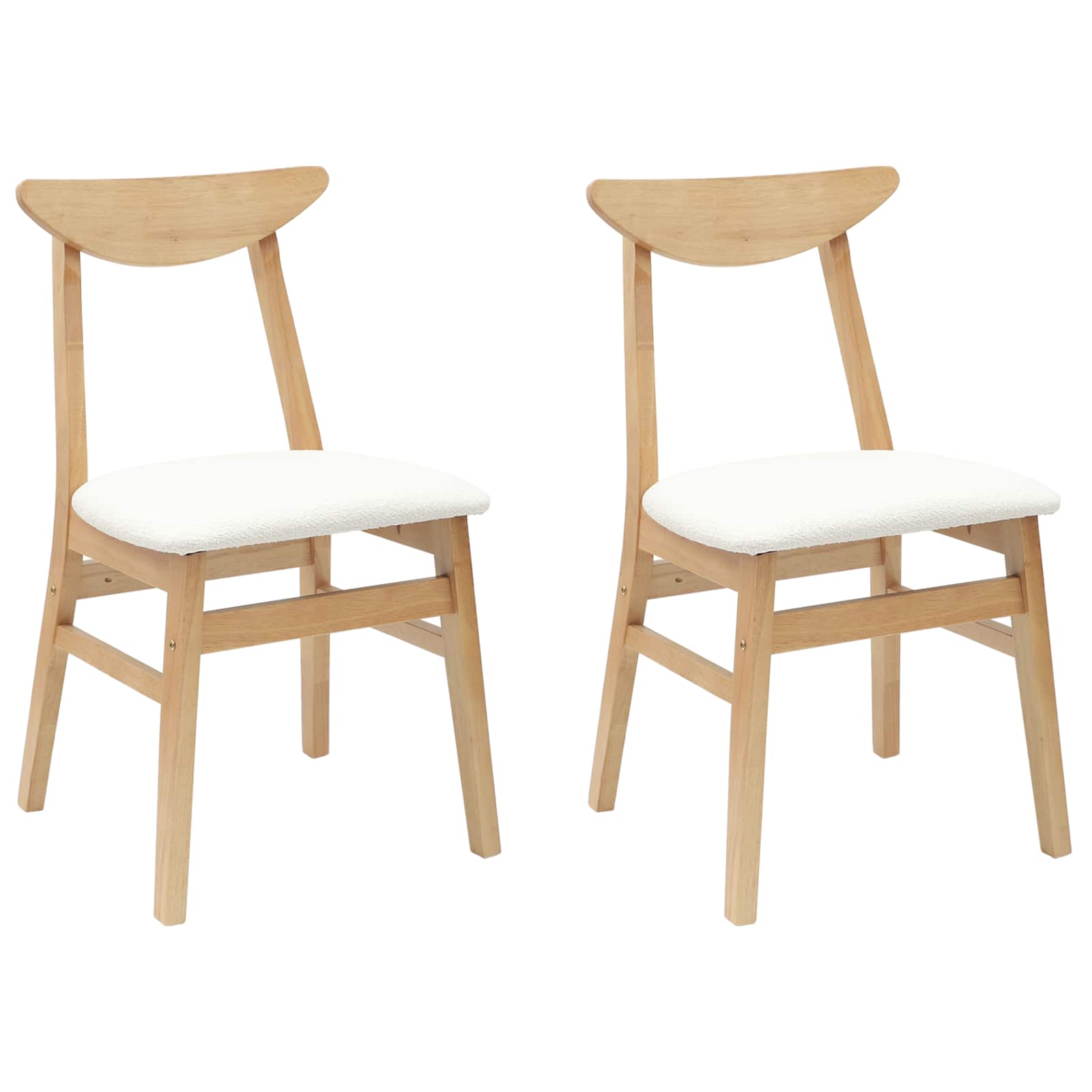 Dining Chairs 2 pcs Natural 42 x 47.5 x 81 cm Solid Rubber Wood