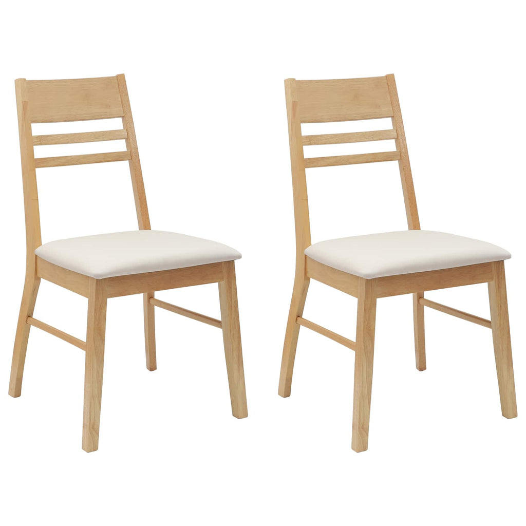 Dining Chairs 2 pcs Natural 43 x 54 x 89 cm Solid Rubber Wood