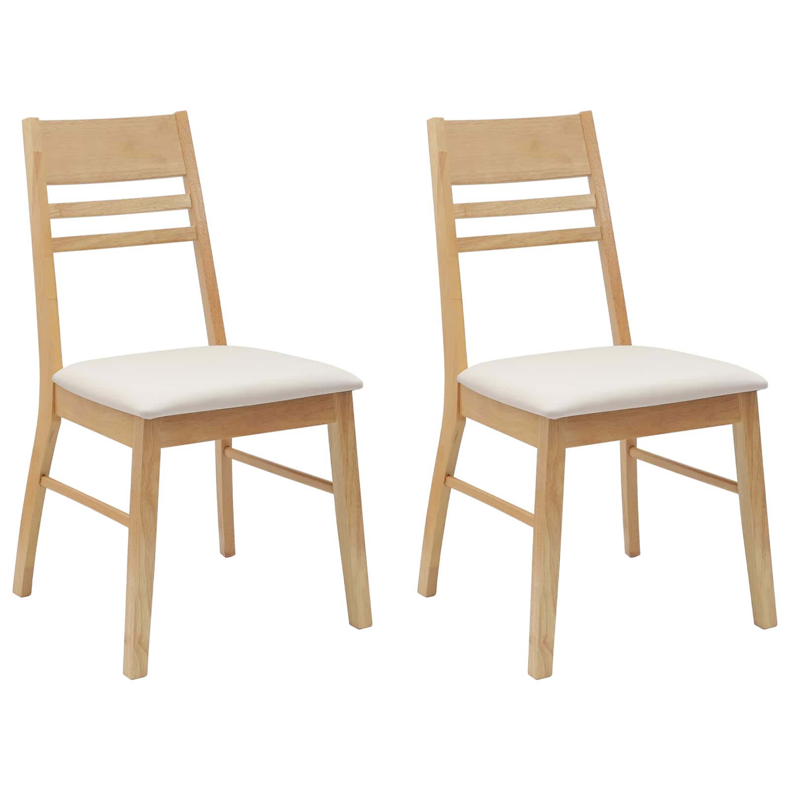 Dining Chairs 2 pcs Natural 43 x 54 x 89 cm Solid Rubber Wood