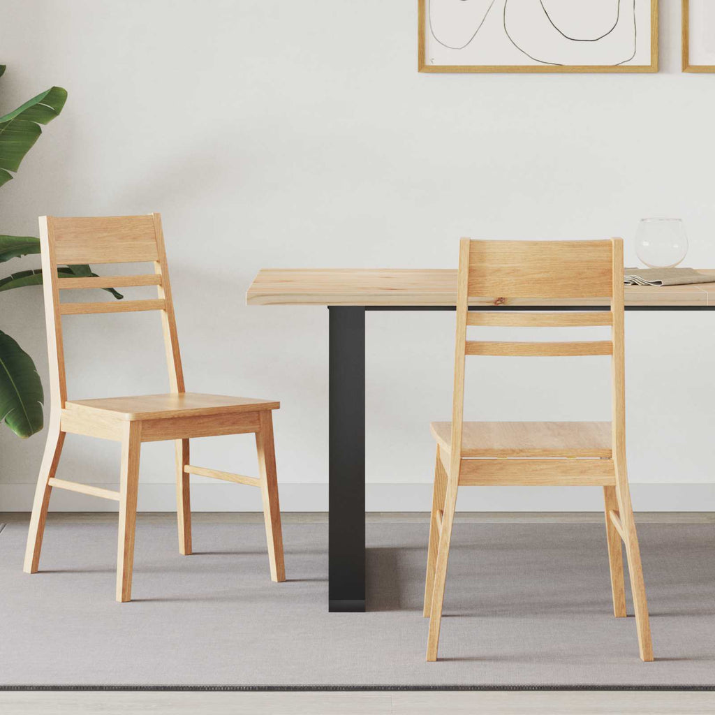 Dining Chairs 2 pcs Natural 43 x 54 x 89 cm Solid Rubber Wood