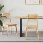 Dining Chairs 2 pcs Natural 43 x 54 x 89 cm Solid Rubber Wood