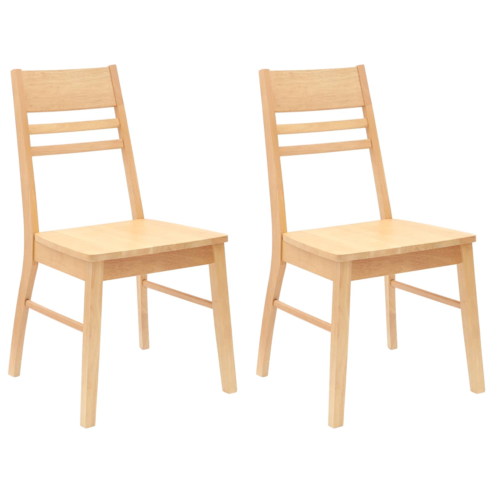 Dining Chairs 2 pcs Natural 43 x 54 x 89 cm Solid Rubber Wood