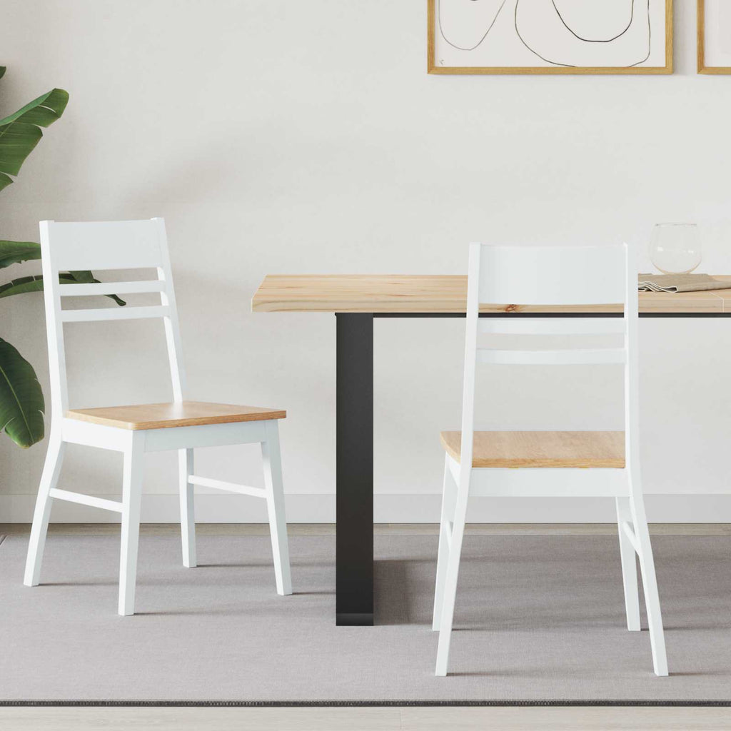 Dining Chairs 2 pcs White 43 x 54 x 89 cm Solid Rubber Wood