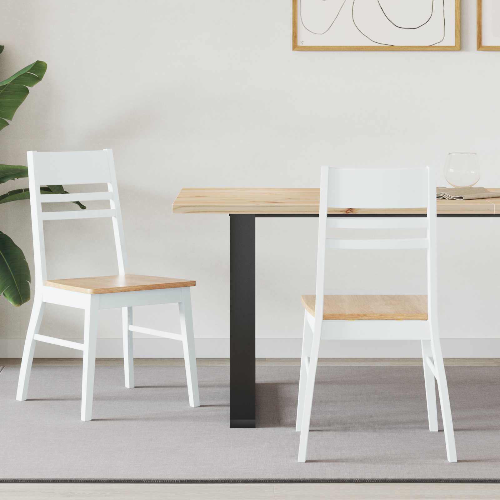 Dining Chairs 2 pcs White 43 x 54 x 89 cm Solid Rubber Wood