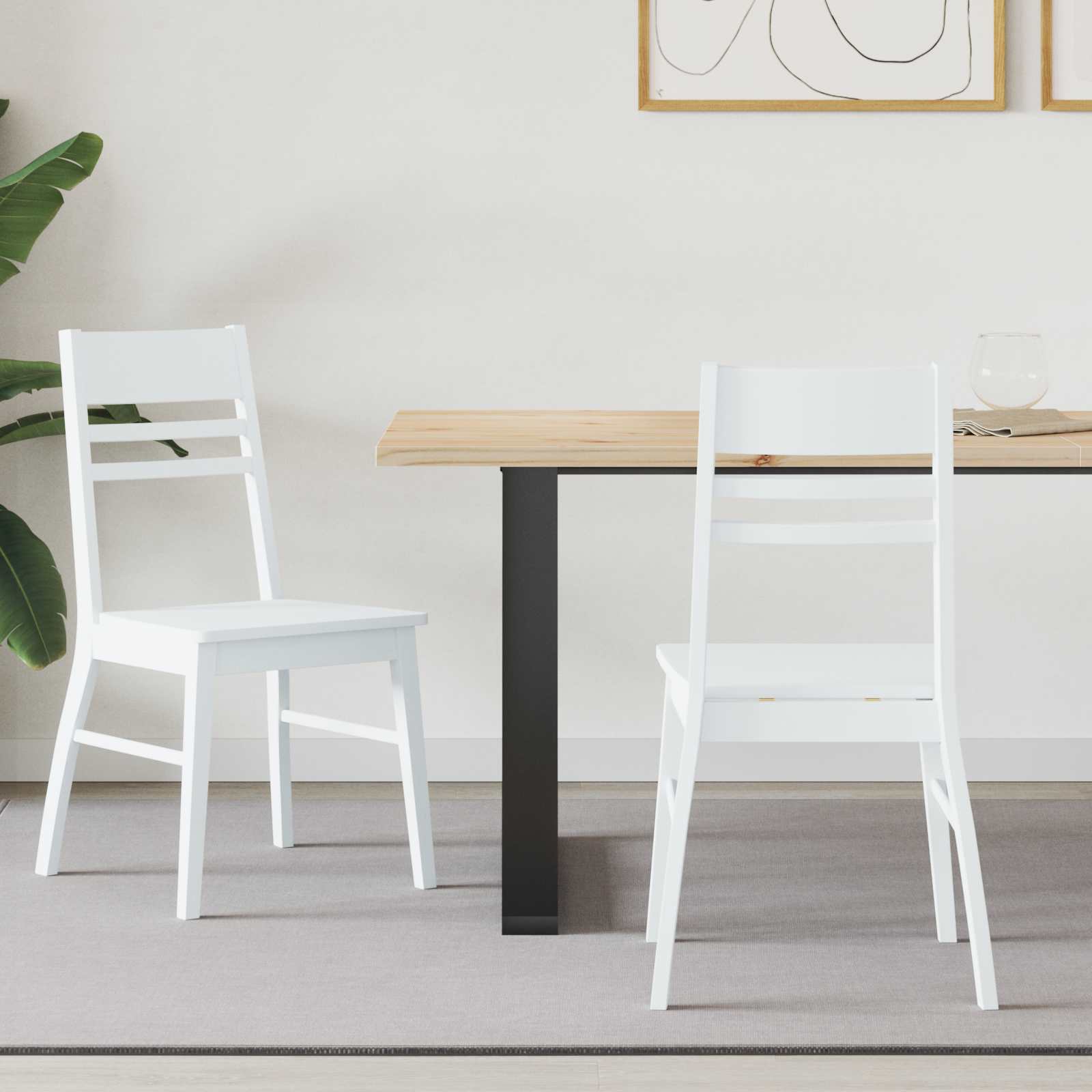 Dining Chairs 2 pcs White 43 x 54 x 89 cm Solid Rubber Wood