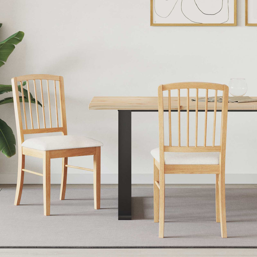 Dining Chairs 2 pcs Natural 50 x 52.5 x 91 cm Solid Rubber Wood