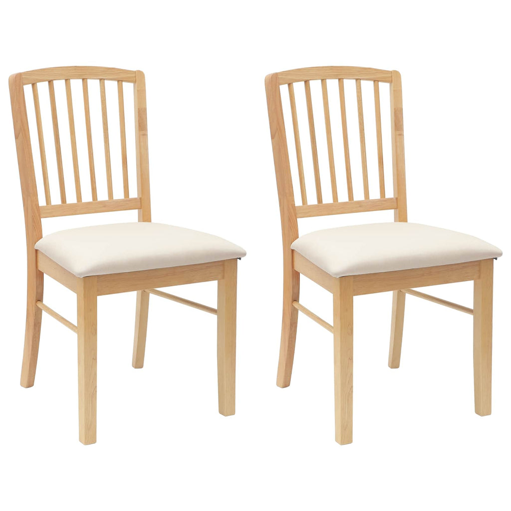 Dining Chairs 2 pcs Natural 50 x 52.5 x 91 cm Solid Rubber Wood