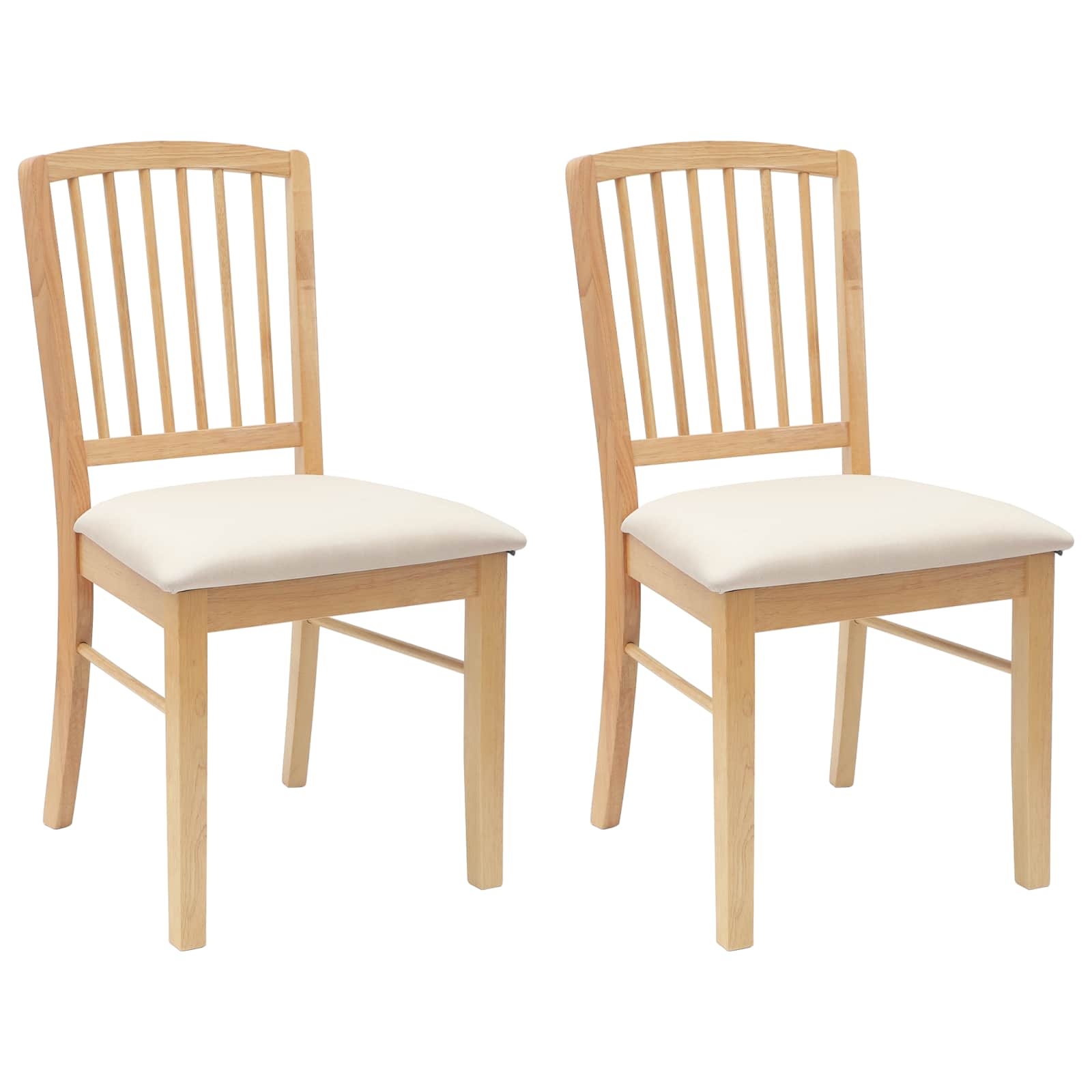 Dining Chairs 2 pcs Natural 50 x 52.5 x 91 cm Solid Rubber Wood