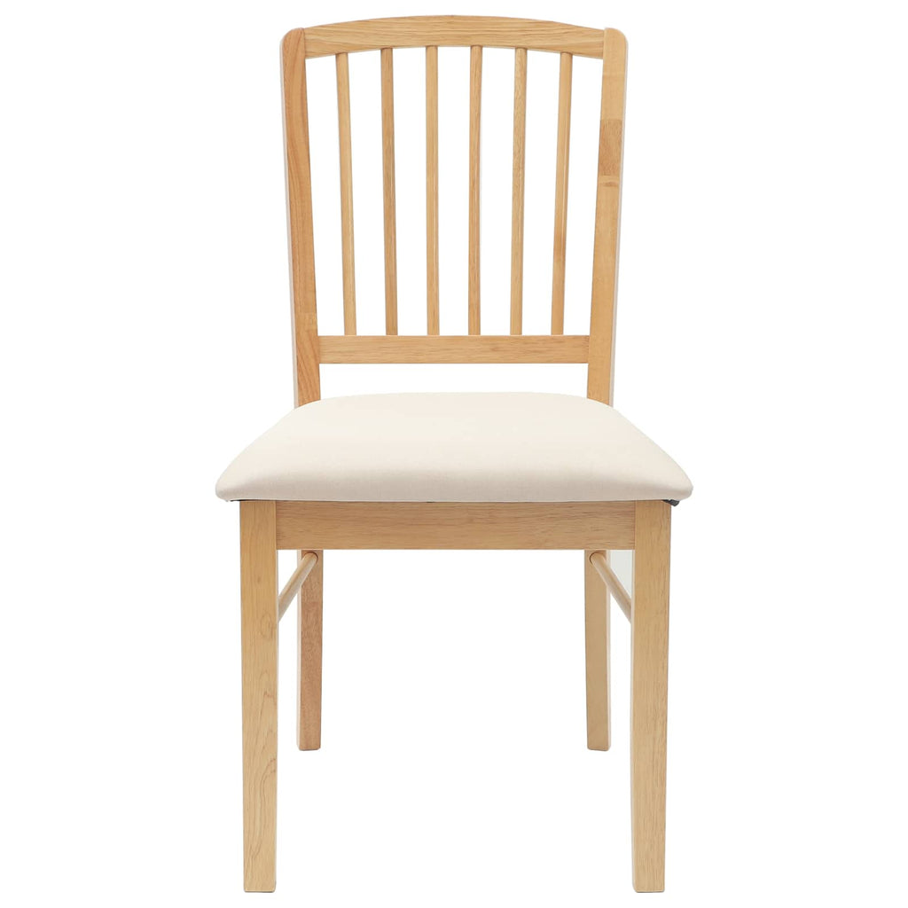 Dining Chairs 2 pcs Natural 50 x 52.5 x 91 cm Solid Rubber Wood