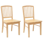 Dining Chairs 2 pcs Natural 50 x 52.5 x 91 cm Solid Rubber Wood