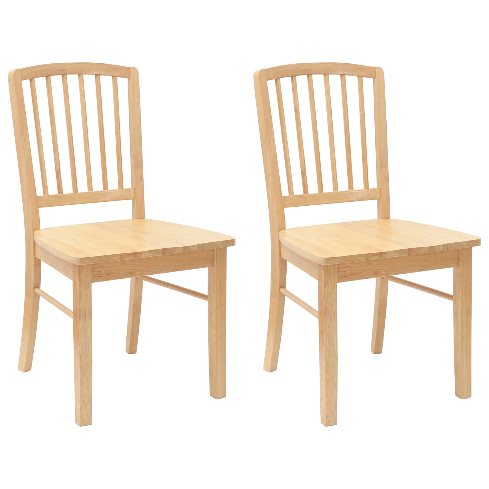 Dining Chairs 2 pcs Natural 50 x 52.5 x 91 cm Solid Rubber Wood