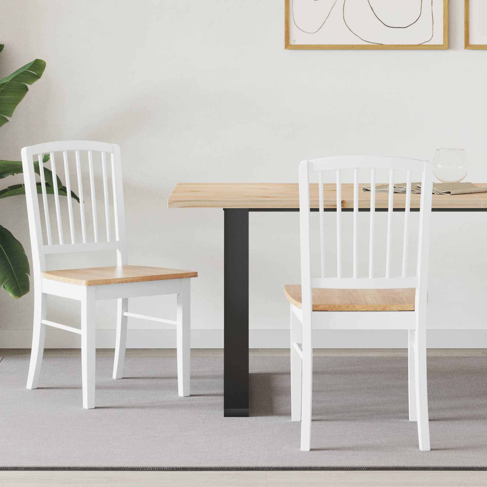 Dining Chairs 2 pcs White 50 x 52.5 x 91 cm Solid Rubber Wood
