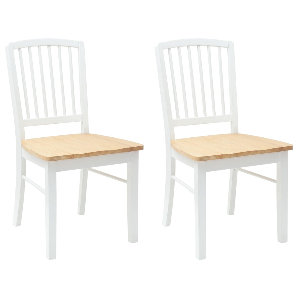 Dining Chairs 2 pcs White 50 x 52.5 x 91 cm Solid Rubber Wood