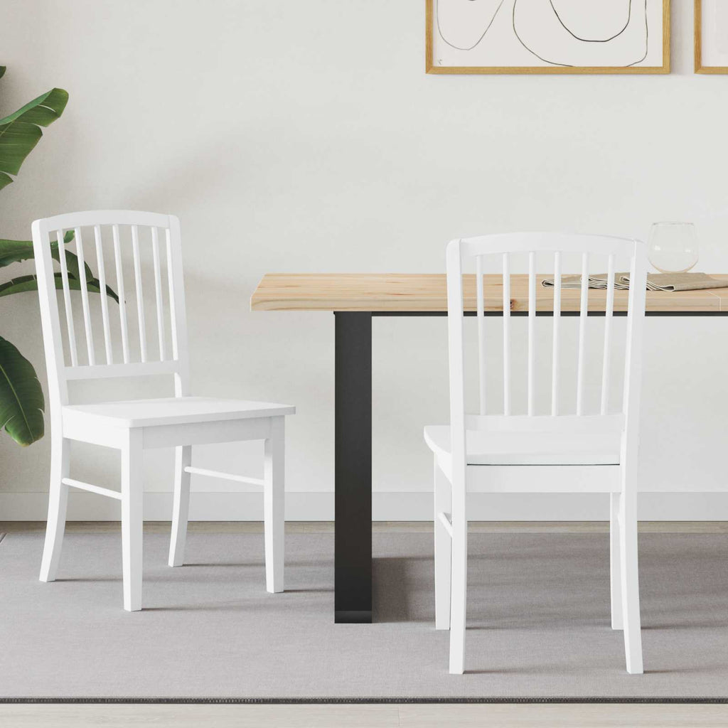 Dining Chairs 2 pcs White 50 x 52.5 x 91 cm Solid Rubber Wood