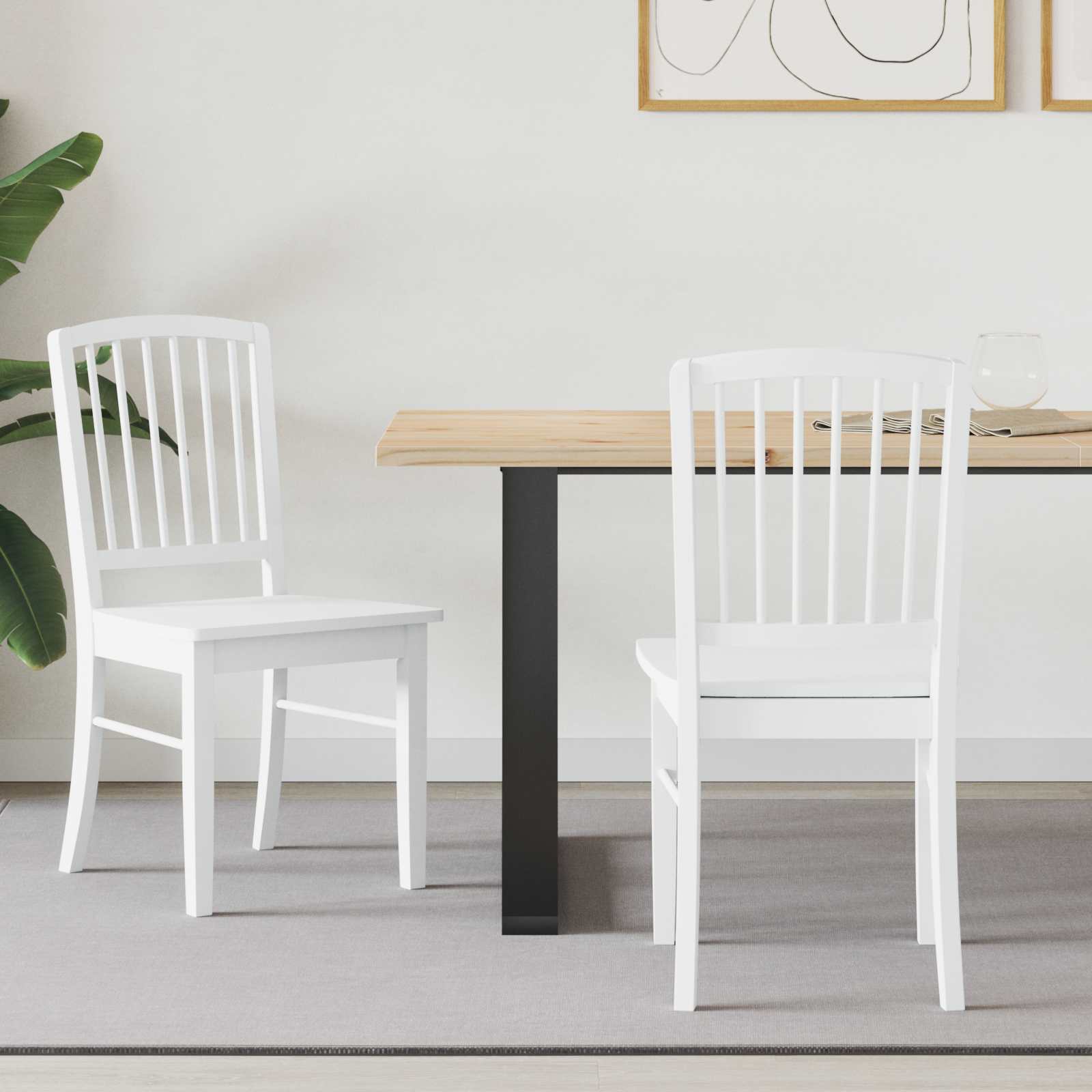 Dining Chairs 2 pcs White 50 x 52.5 x 91 cm Solid Rubber Wood