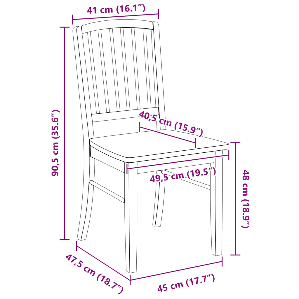 Dining Chairs 2 pcs White 50 x 52.5 x 91 cm Solid Rubber Wood