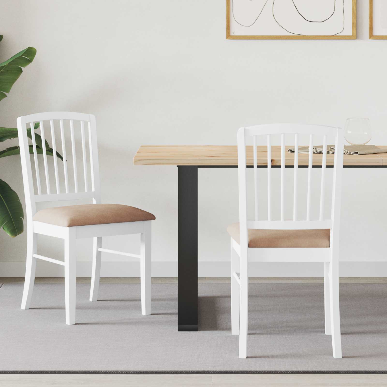 Dining Chairs 2 pcs White 50 x 52.5 x 91 cm Solid Rubber Wood