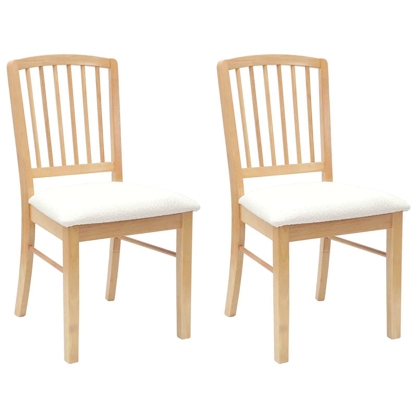 Dining Chairs 2 pcs Natural 50 x 52.5 x 91 cm Solid Rubber Wood