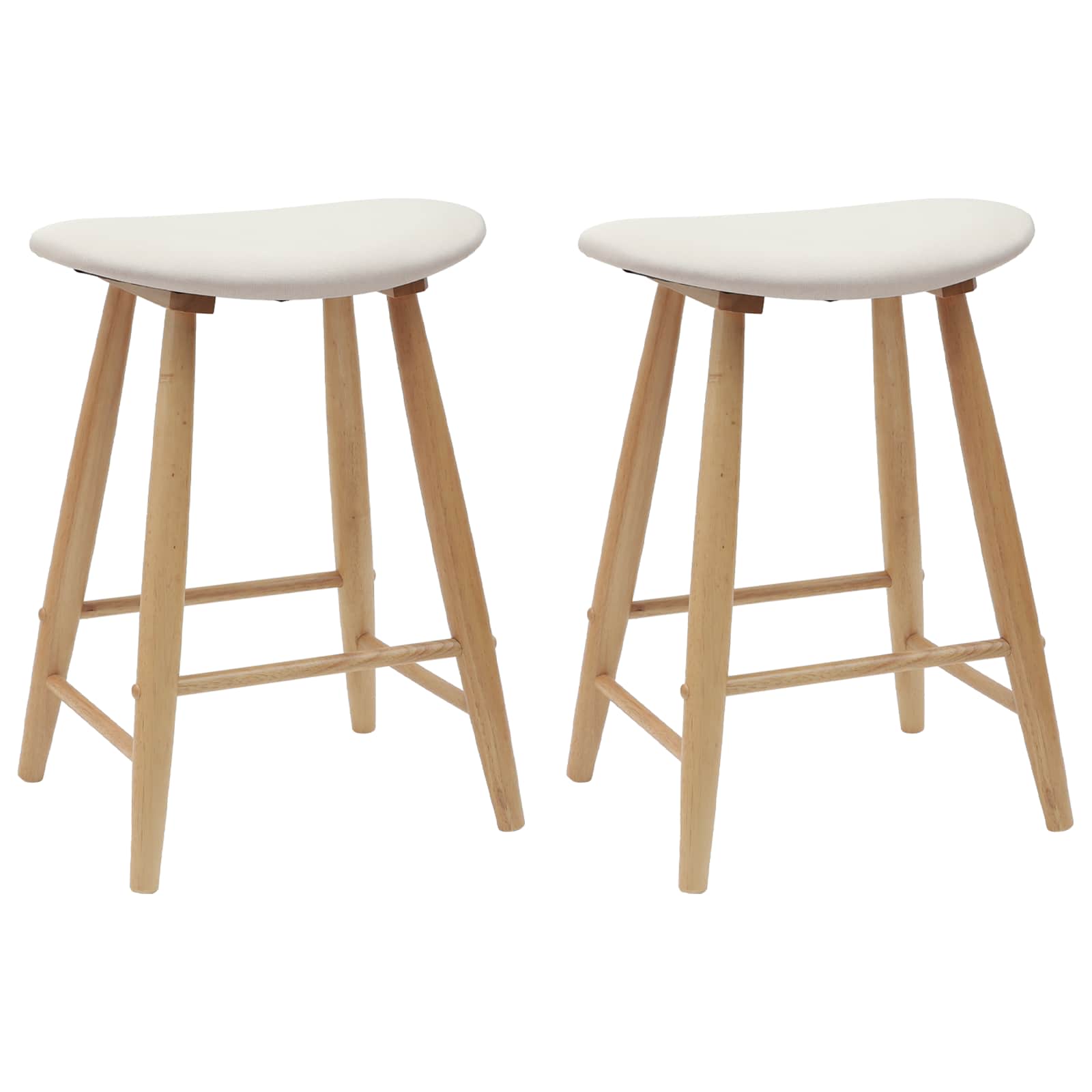 Dining Chairs 2 pcs Natural 46 x 37 x 63 cm Solid Rubber Wood
