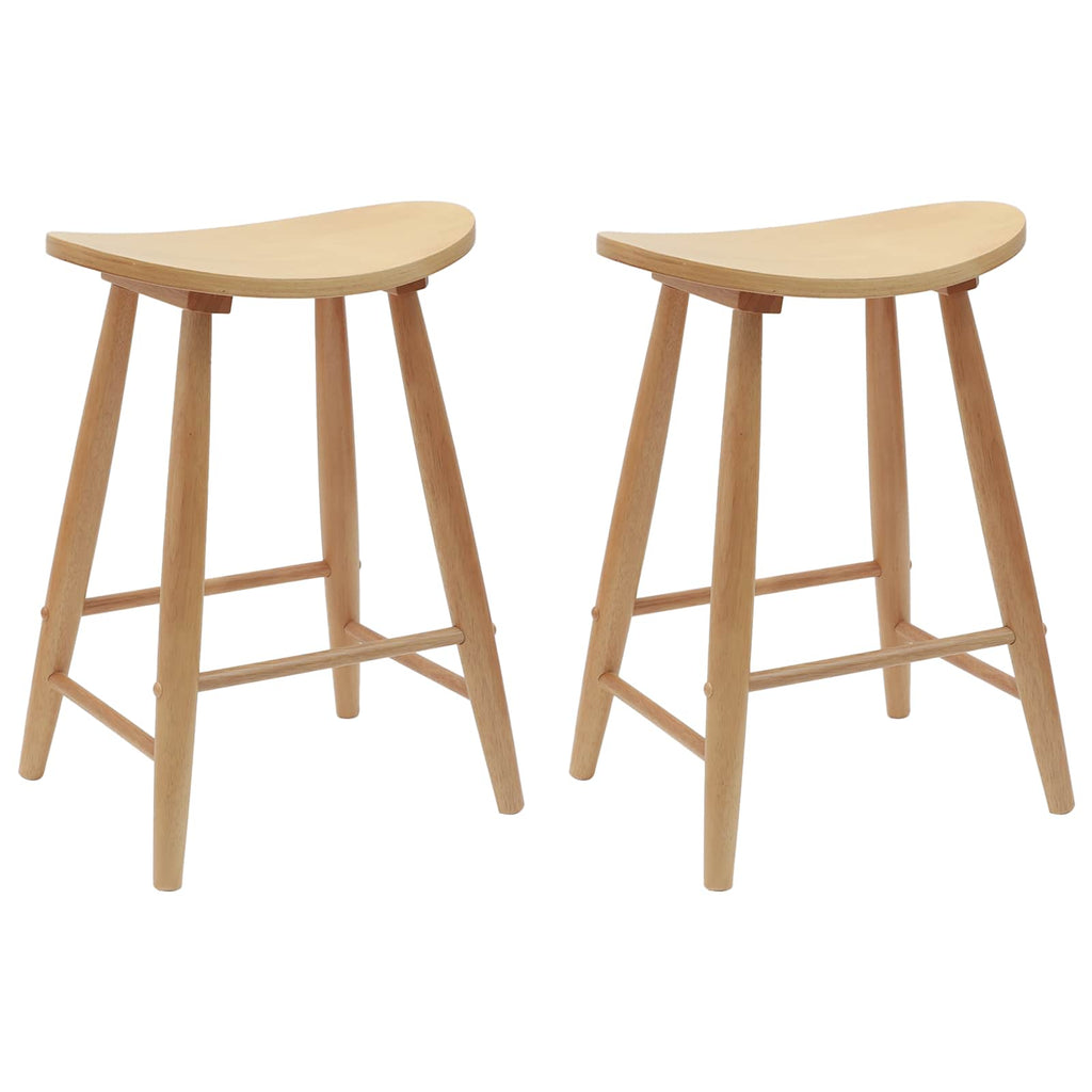 Dining Chairs 2 pcs Natural 46 x 37 x 63 cm Solid Rubber Wood