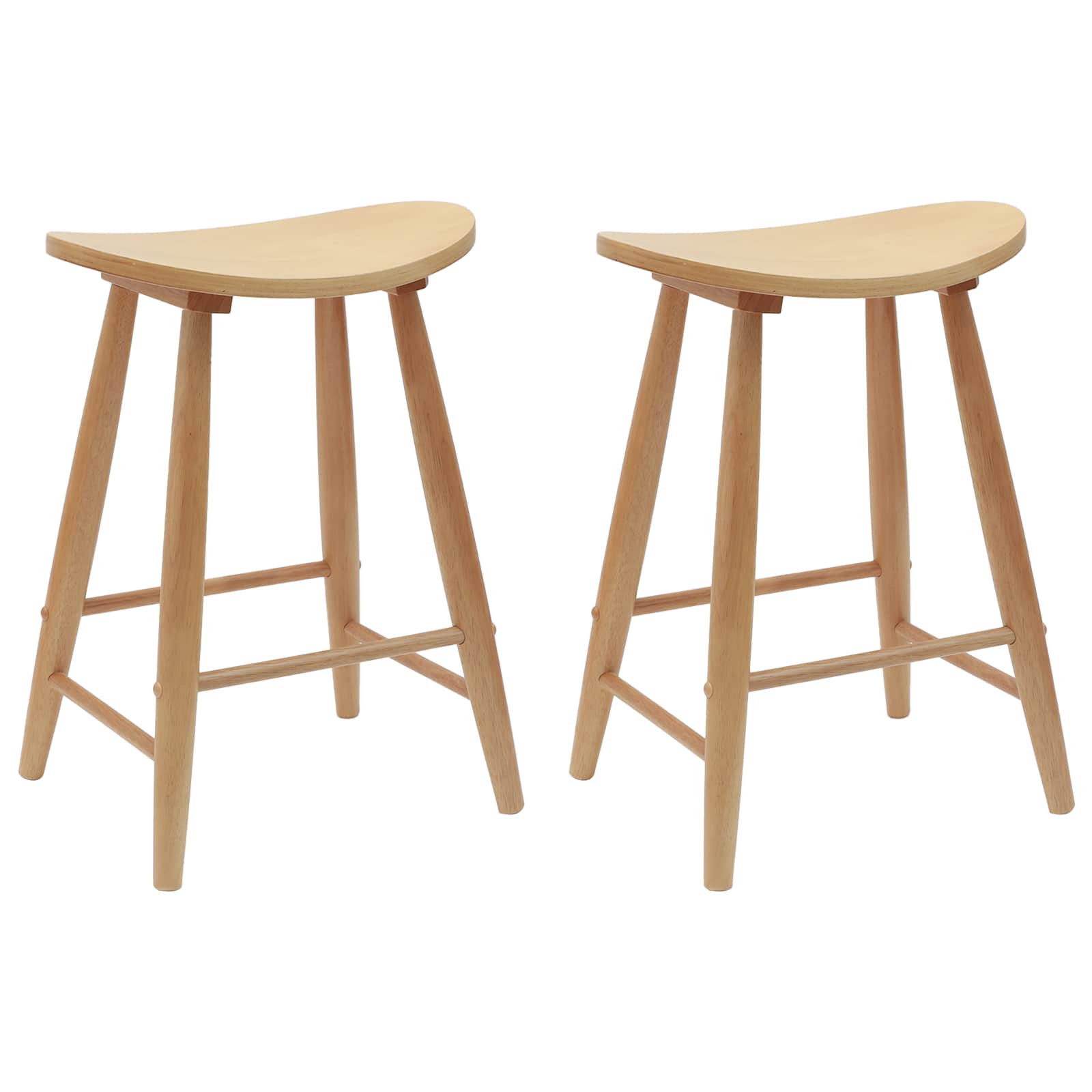 Dining Chairs 2 pcs Natural 46 x 37 x 63 cm Solid Rubber Wood
