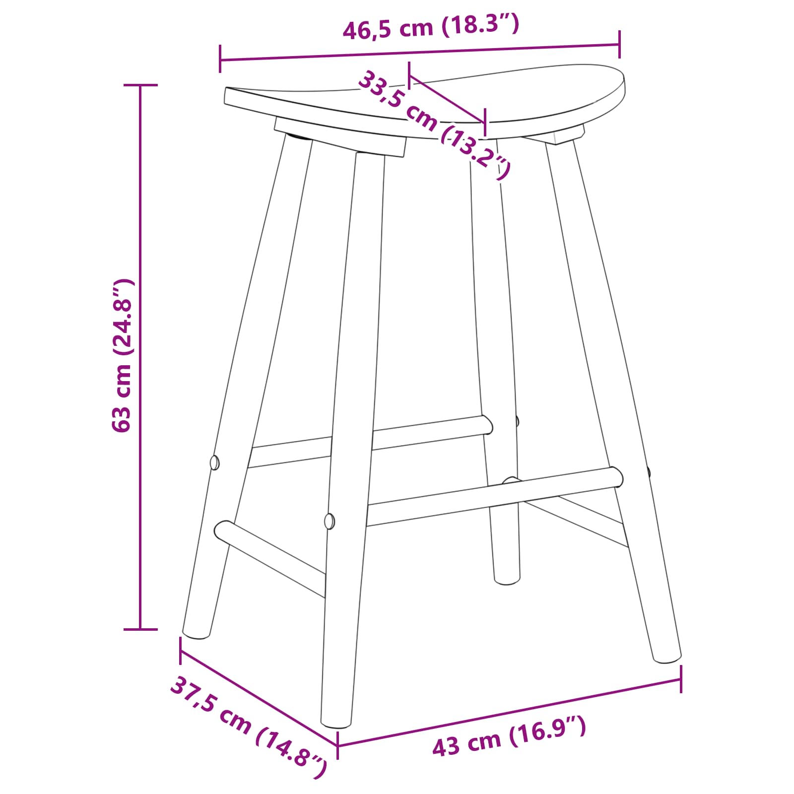 Dining Chairs 2 pcs Natural 46 x 37 x 63 cm Solid Rubber Wood