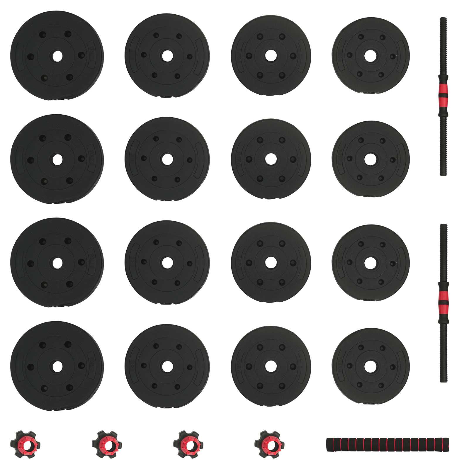 2-in-1 Dumbbell Set Black and Red 121 x 19.5 x 19.5 cm