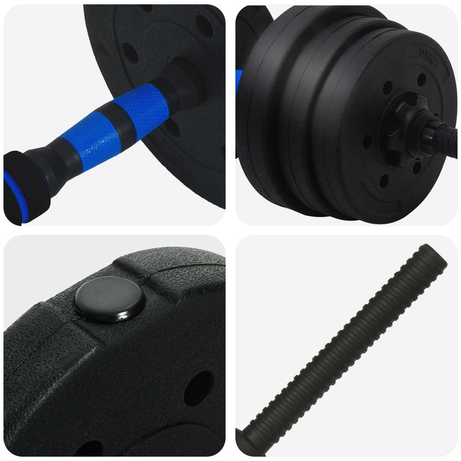 2-in-1 Dumbbell Set Black and Blue 121 x 19.5 x 19.5 cm