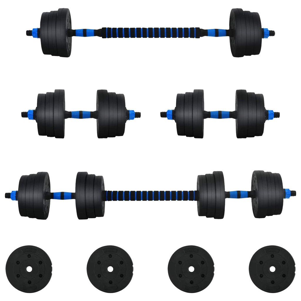 2-in-1 Dumbbell Set Black and Blue 121 x 19.5 x 19.5 cm