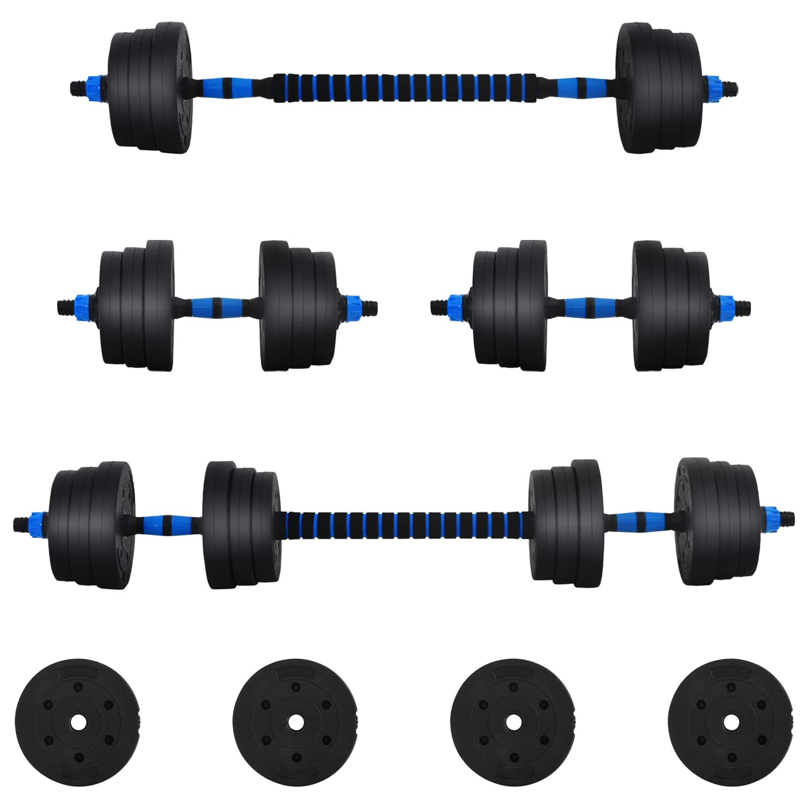 2-in-1 Dumbbell Set Black and Blue 121 x 19.5 x 19.5 cm