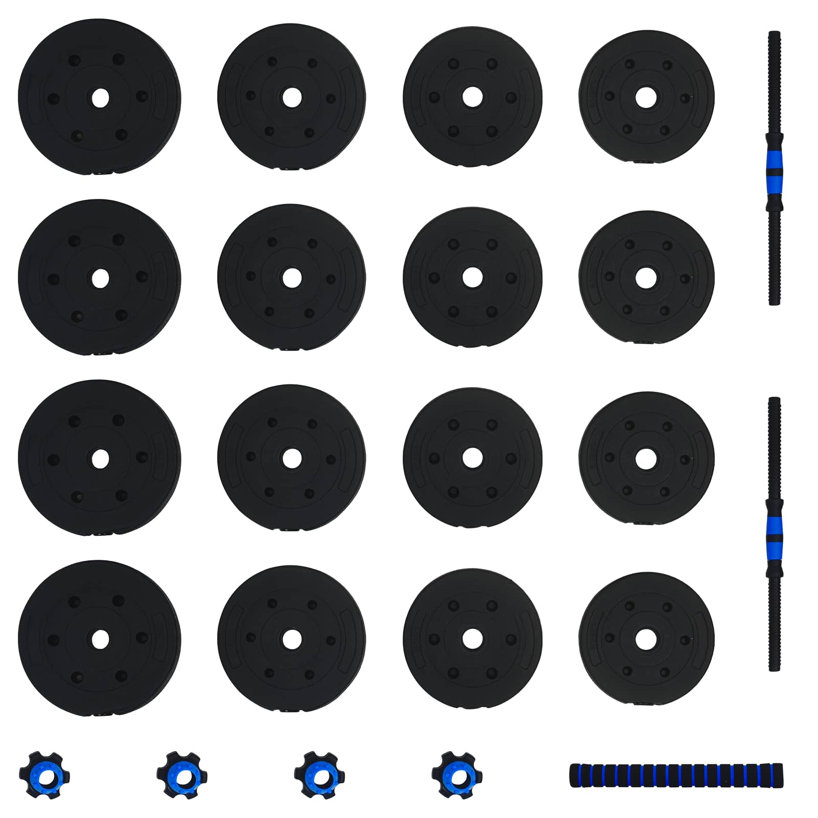 2-in-1 Dumbbell Set Black and Blue 121 x 19.5 x 19.5 cm