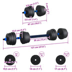 2-in-1 Dumbbell Set Black and Blue 121 x 19.5 x 19.5 cm