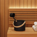 Sauna Accessory Set 2 pcs Black Aluminium and Solid Pine Wood